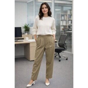 Wool Pants Womens Size 14 Lined Career Office Oatmeal Brown Vintage Tan Jay